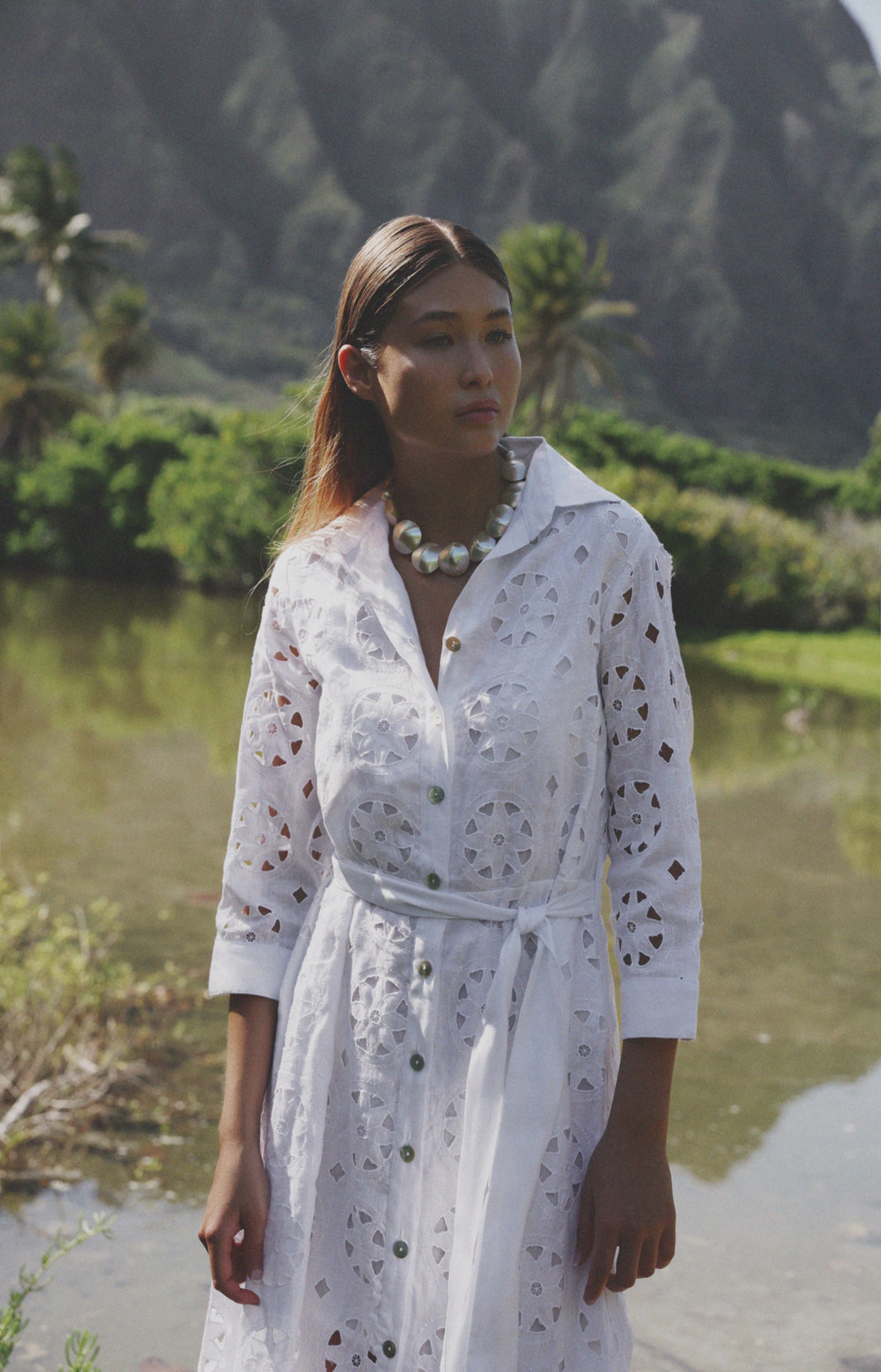 Katia Sangallo Linen Long Dress XXS / White Katia Sangallo Linen Long Dress XXS / White