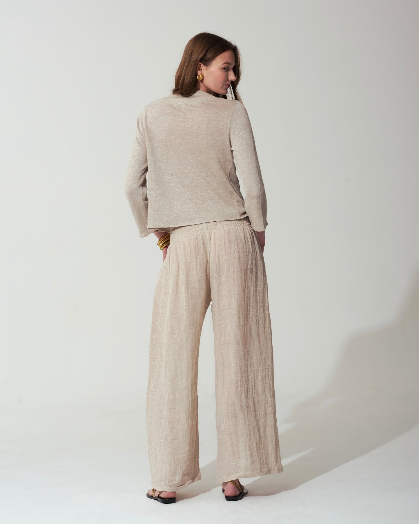 Laura Split Neck Linen Gauze Shirt